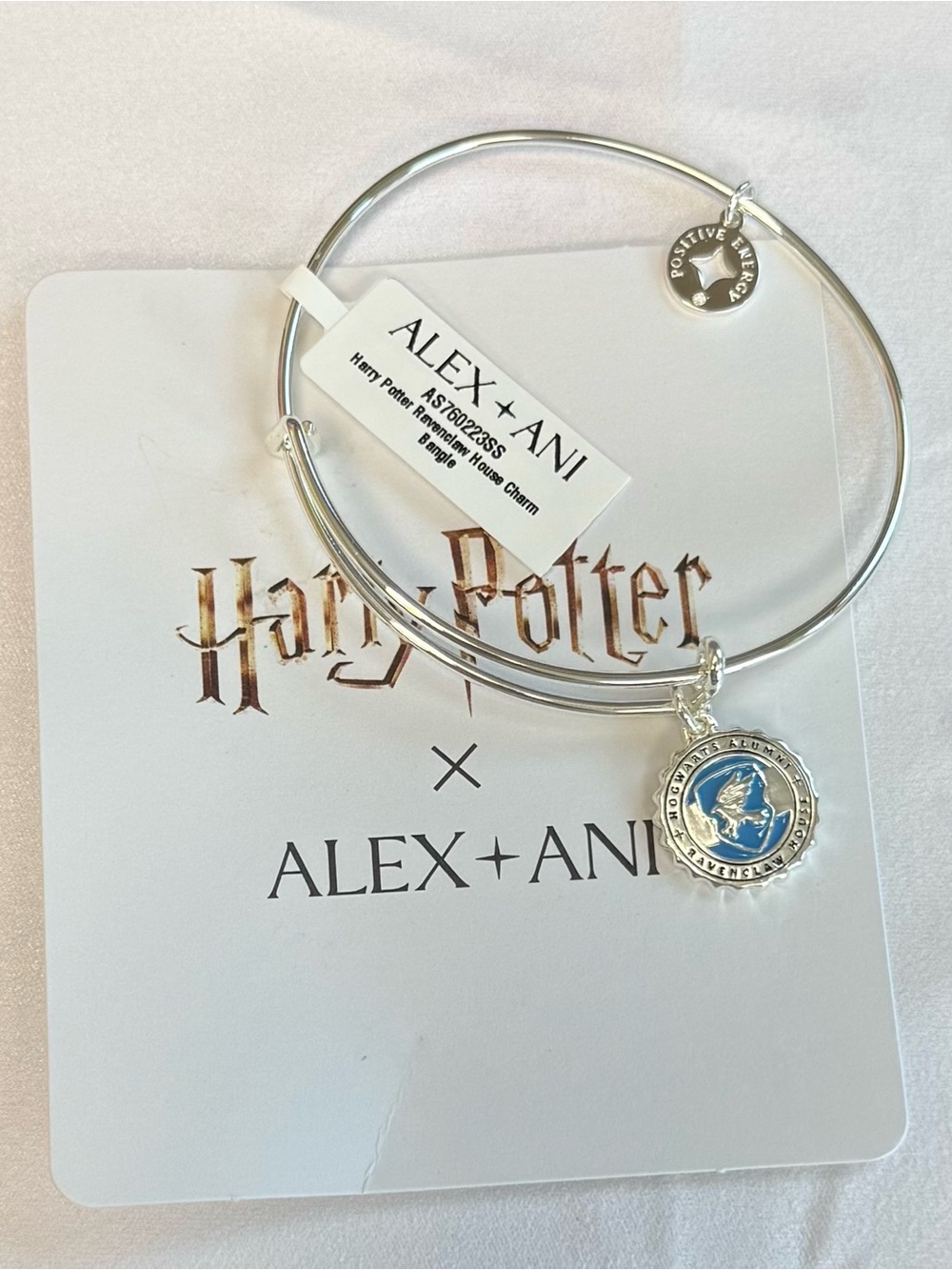 Alex and Ani Blue and Silver House Ravenclaw Crest Charm Bangle